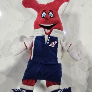 Red and Blue Plush Toy with Logo